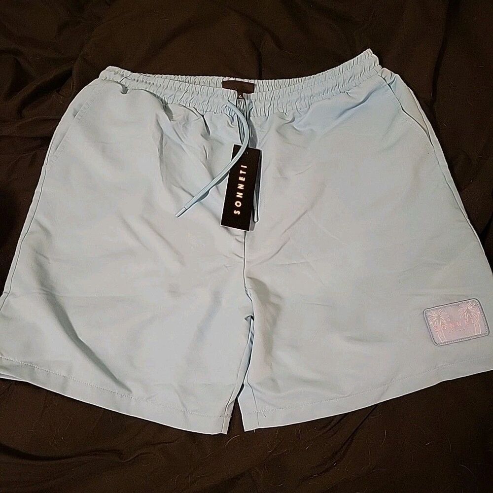 Sonneti London Jolla Swim Shorts Light Blue XL Drawstring Waist - New with Tags - Picture 2 of 5